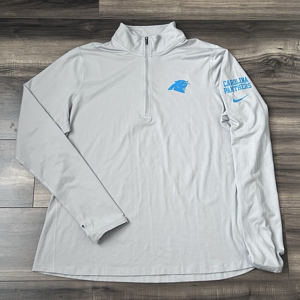 Nike Carolina Panthers Pullover Womens 2XL 1/2 Zip Lightweight NFL Football Gray